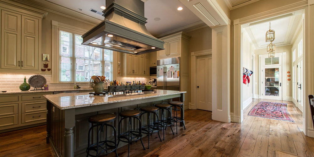 Kitchen with Wooden Stools