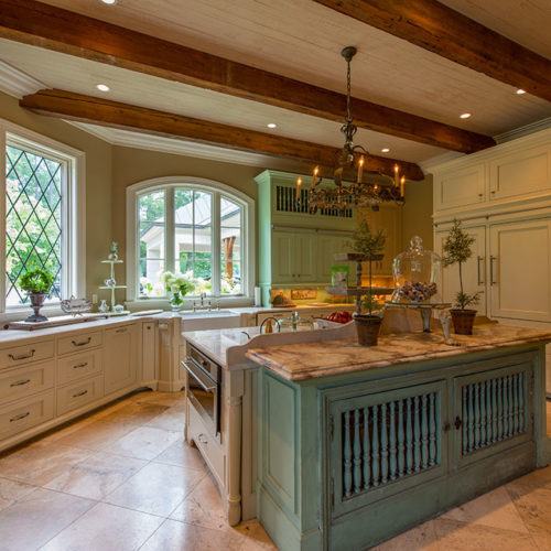 Kitchen with Turquoise Island